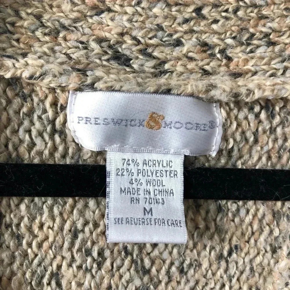 Preswick & Moore Tan Button Cardigan Sweater M - Picture 7 of 7